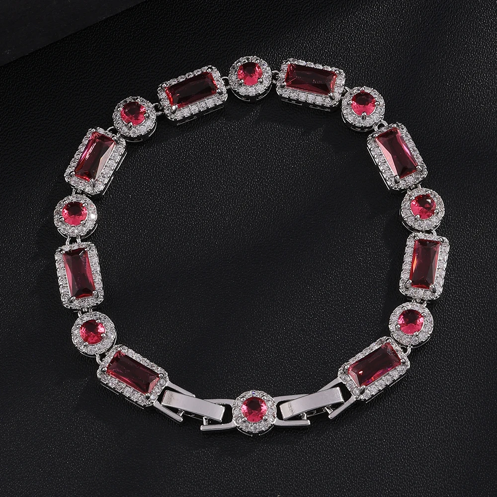 ZAKOL Neues Luxuriöses Glänzendes Buntes Geometrisches Zirkon-Kristall-Armband für Frauen, Wunderschöner Schmuck für Hochzeit und Party, Geschenk – Detail 13