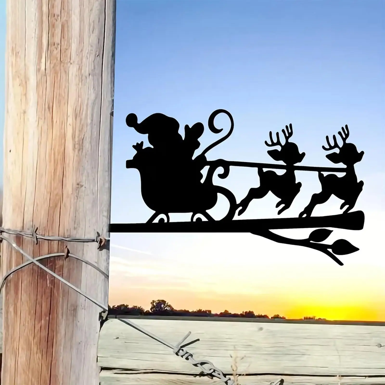 

Tree Insertion Stake Santa Claus Reindeer on Branch for Pasture Garden Patio