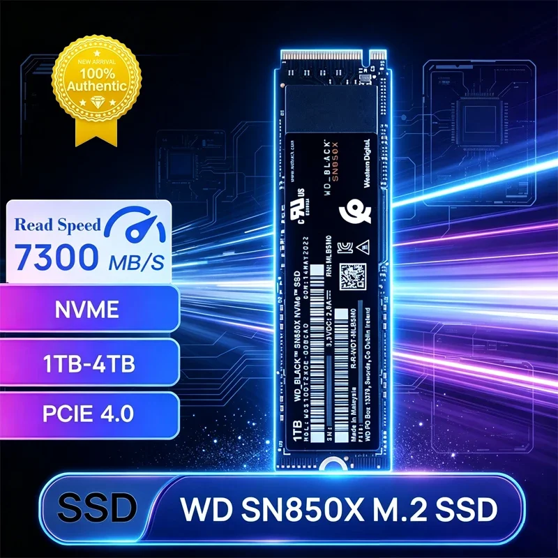 WD BLACK SN850X M.2 2280 PCIe Gen4 NVMe High-Performance Gaming SSD, 1TB/2TB/4TB Storage for Laptop Desktop & PS5 Game PC view 2