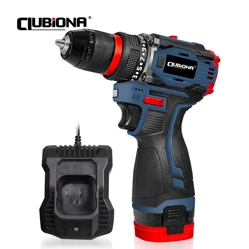 Clubiona16.8V lithium-ion battery cordless drill bit, power drill bit with battery and charger, 3/8 inch keyless chuck