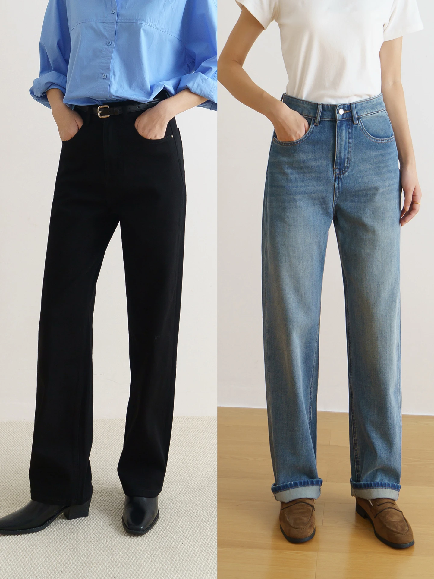 

Джинсы Floradance с высокой талией и прямыми штанинами, женские, облегающие, из эластичного хлопкового денима, с четырехсторонней эластичностью, повседневные брюки