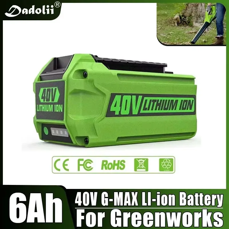 For Greenworks 40V Batteries 6Ah GreenWorks G-MAX Li-ion Battery Manufacturer Replacement Battery for Lawn Mower Power Tools