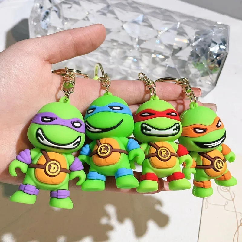 Teenage Mutant Ninja Turtles PVC Keychain Figure Raphael Leonardo Donatello Michelangelo Keyring Bag Pendant Car Ornament Gift