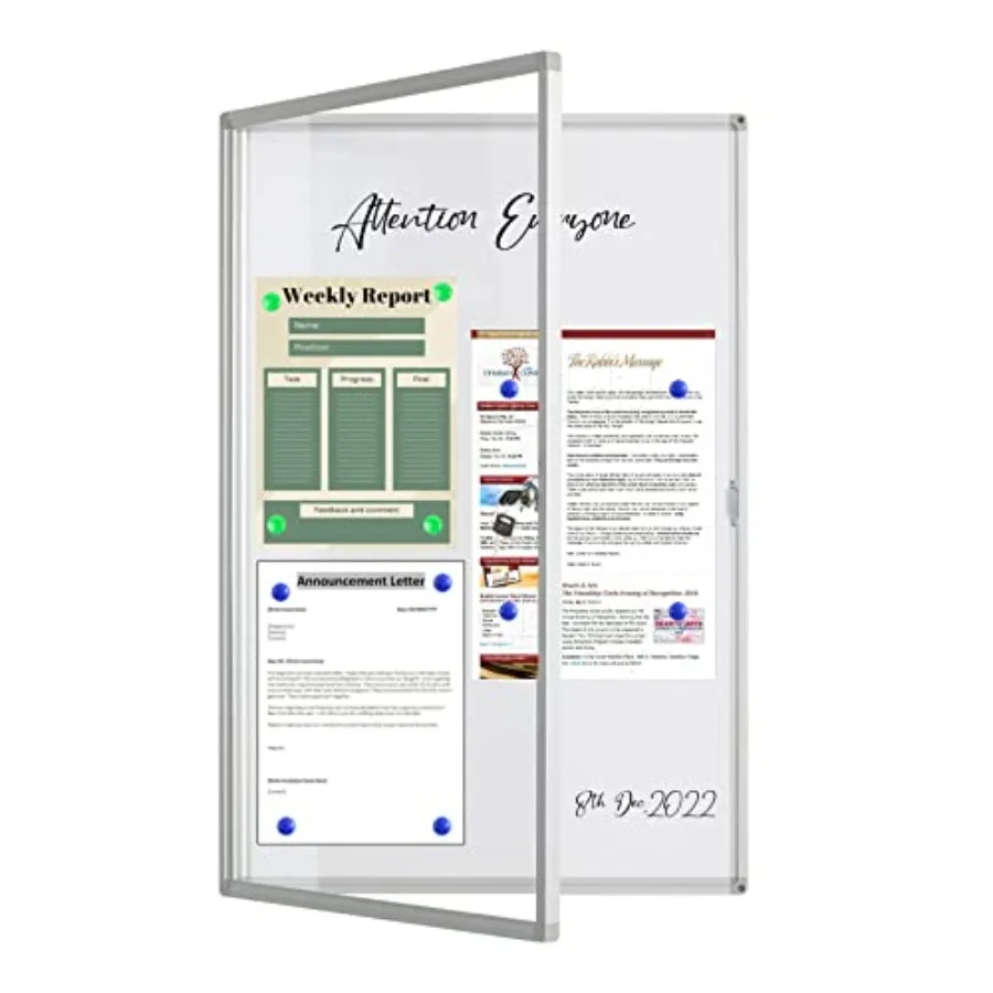 

Магнитная доска-витрина с замком, 36 x 24 дюйма, настенная, для помещений, с акриловой дверцей, алюминиевая рама