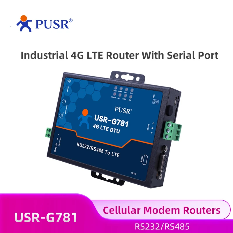 PUSR EMEA & APAC Version Industrial Cellular Modem router 4G LTE serial RS485/232 to LTE with SIM card Ethernet port USR-G781-E