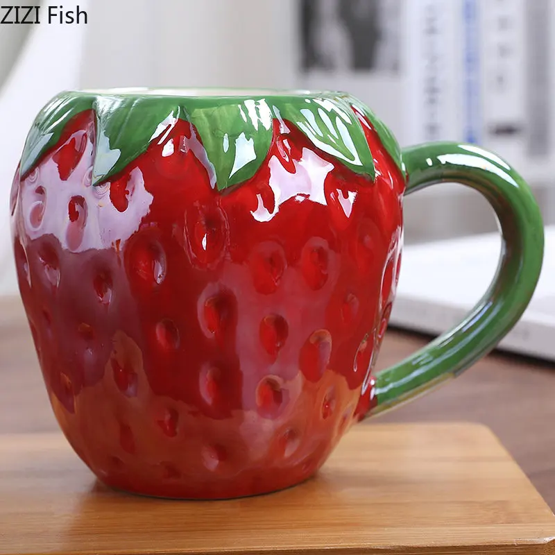 arvest Fruit Ceramic Mug – Artistic Pumpkin, Strawberry & Pineapple Coffee Cup 2