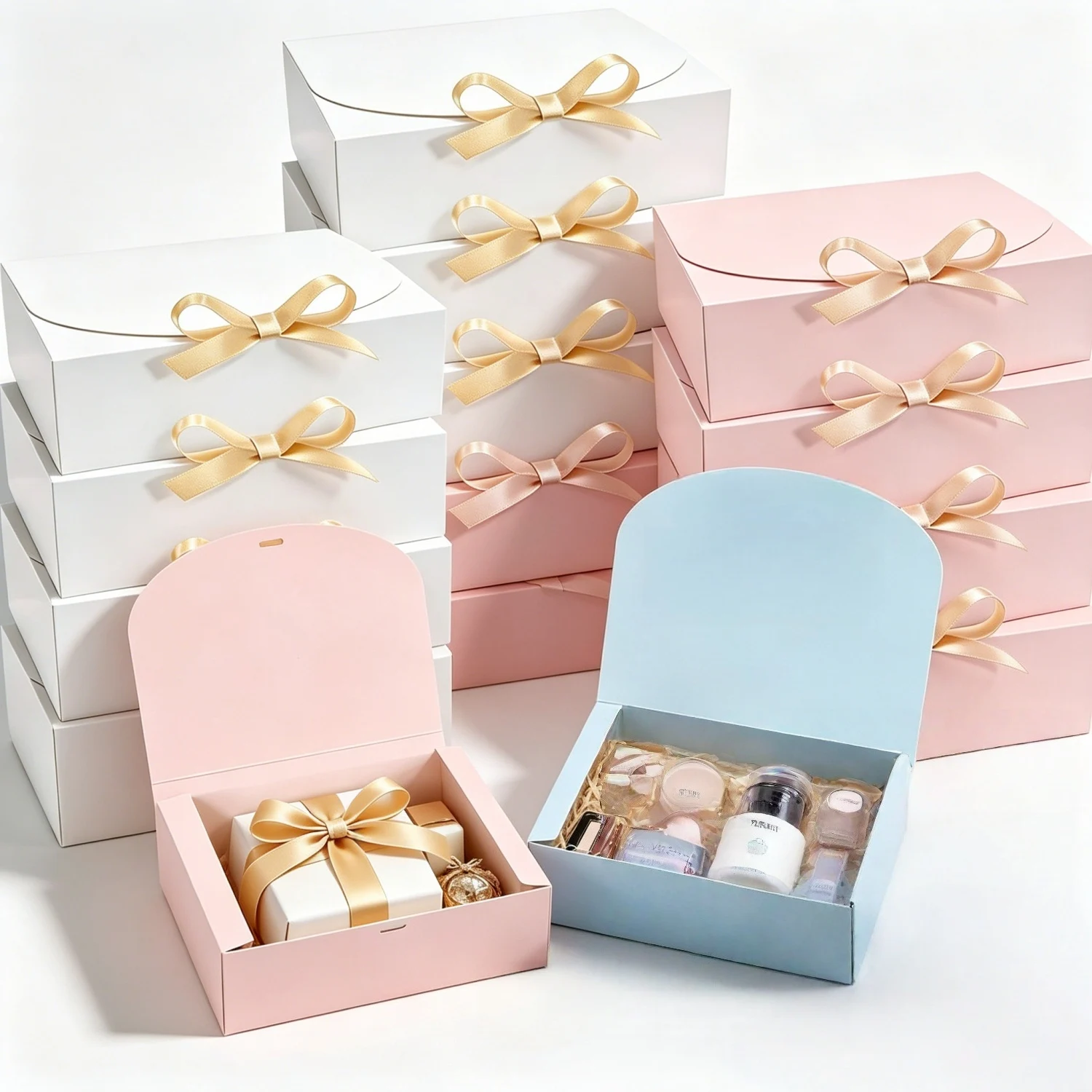 Rosa Verpackungsbox Weihnachtsparty Geschenkbox mit Band Hochzeit Geburtstag Handgemachte Süßigkeiten Keks Schokoladen Keksdosen – Detail 1