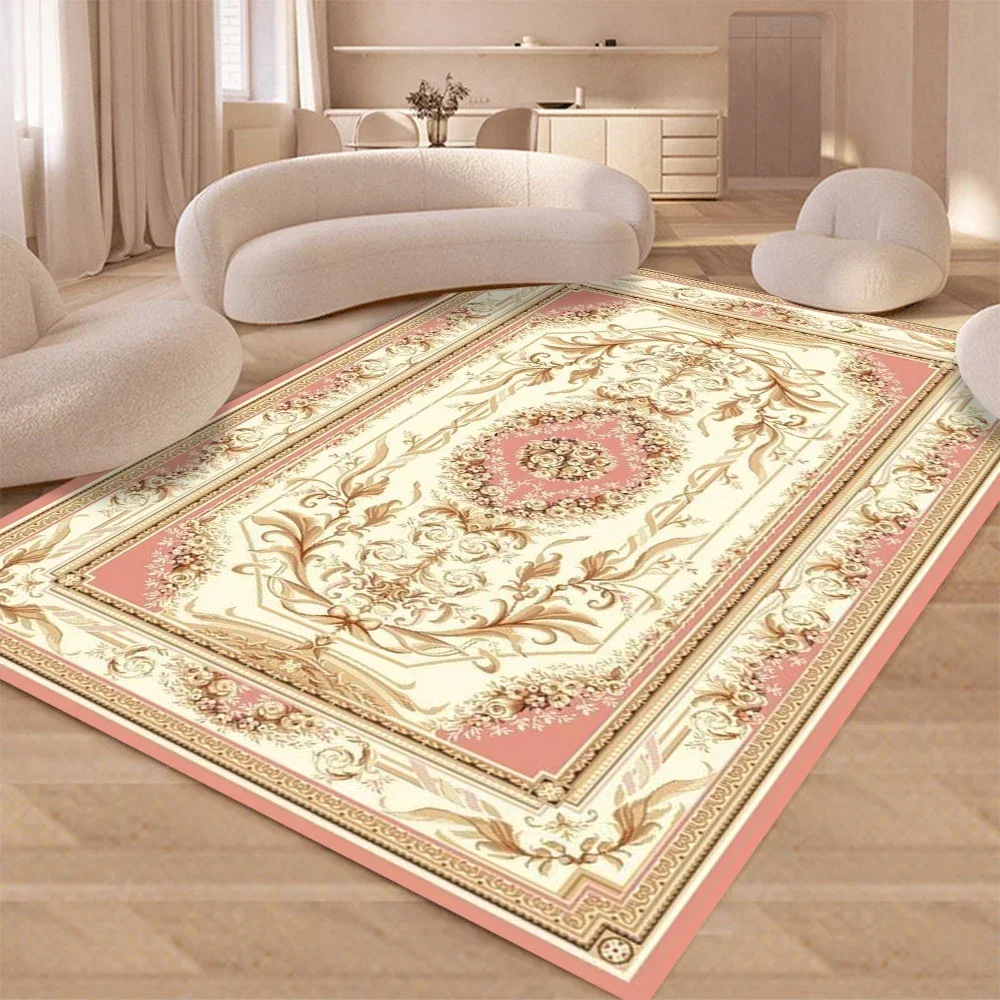 

Vintage Rustic Carpet Shabby Rose Rugs Luxury Soft Elegant Traditional Rugs Floral Floor Carpet Home Living Room Bedroom Mats