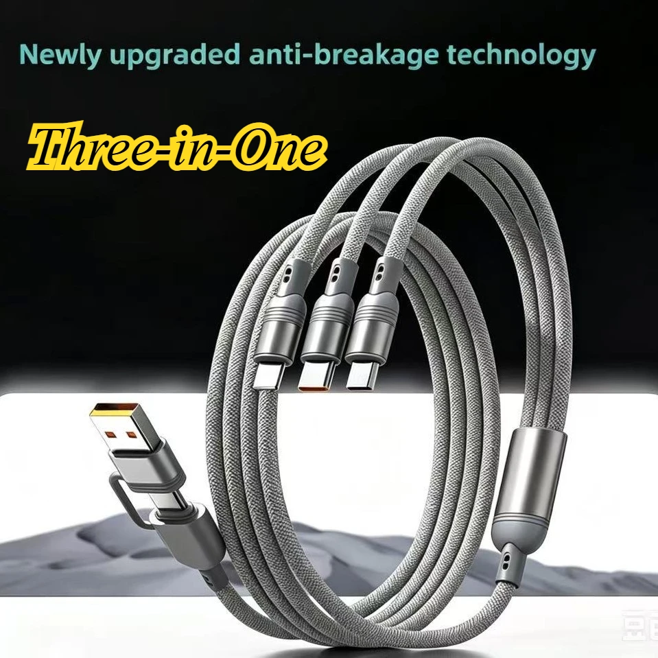 100W 5 in 1 Type C To Type C/Lighting/Micro Fast Charge Data Cable for Iphone 8-16 Series Samsung Galaxy  Xiaomi Huawei