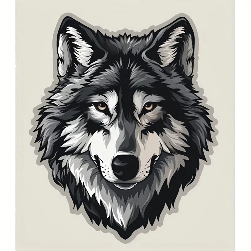1개 트렌디 늑대 머리 스티커 - 방수 비닐 자연 포식자 그래픽 - 물병 노트북 자연 애호가 멋진 장식