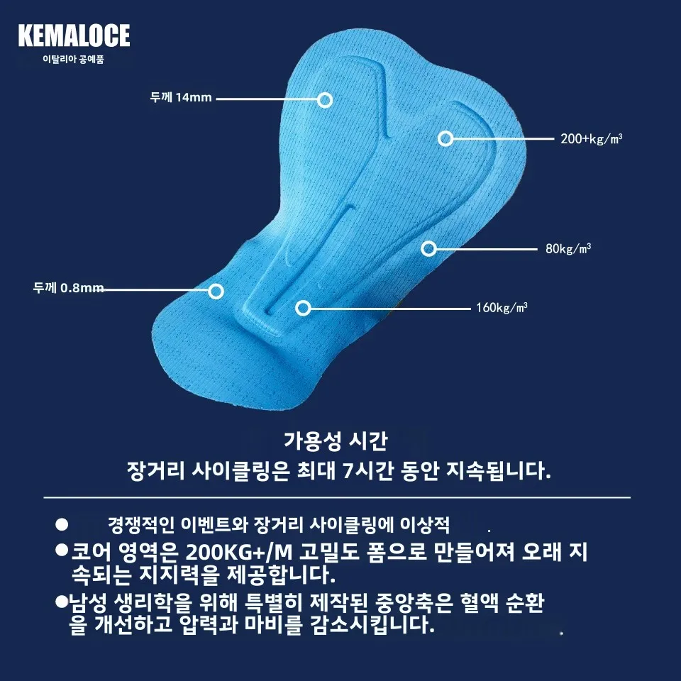 KEMALOCE Men Cycling 3/4 Pants Shorts Blank Blue/Black/Grey 5D Gel Pad MTB Bike Bib Pants Top Quality Quick Dry Bicycle Knicker