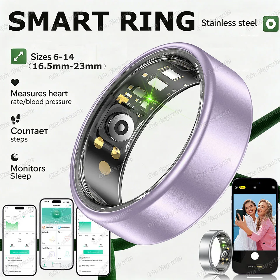 

Outdoor Sports Smart Ring Women Men Heart Rate Blood Pressure/Oxygen Sleep Monitoring Gesture Control Waterproof Smartring 2026
