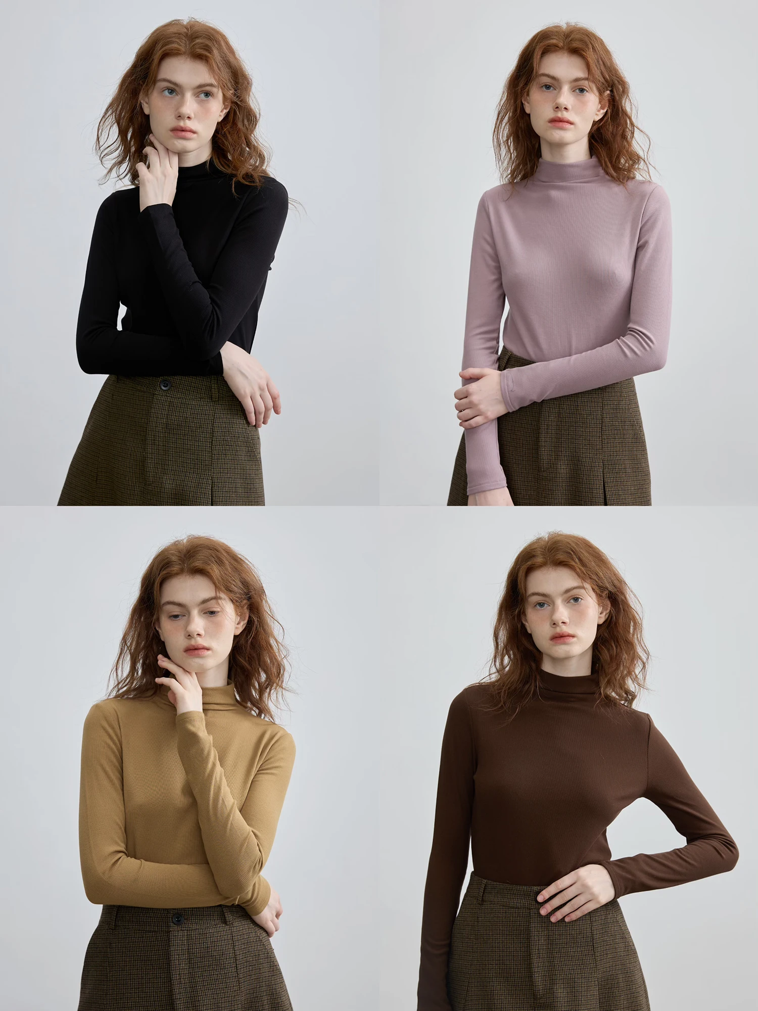 

Футболка Willbewell с эффектом самонагревания, осенне-зимняя, с длинным рукавом, шелковая, четырехцветная, с высоким воротником, в уличном стиле, приталенная