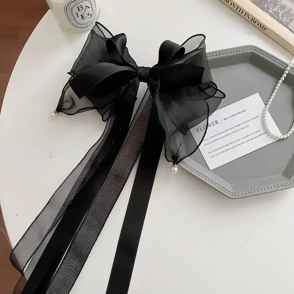 الحلو الشيفون القوس مشبك شعر النساء كبيرة أنيقة دبوس الشعر المشابك الفتيات بلون ذيل حصان كليب إكسسوارات الشعر أغطية الرأس هدية