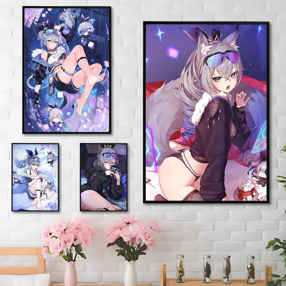 

H-Honkai S-Silver W-Wolf Poster HD Art Sticky Wall Waterproof Home Living Room Bedroom Bar Aesthetic Decoration