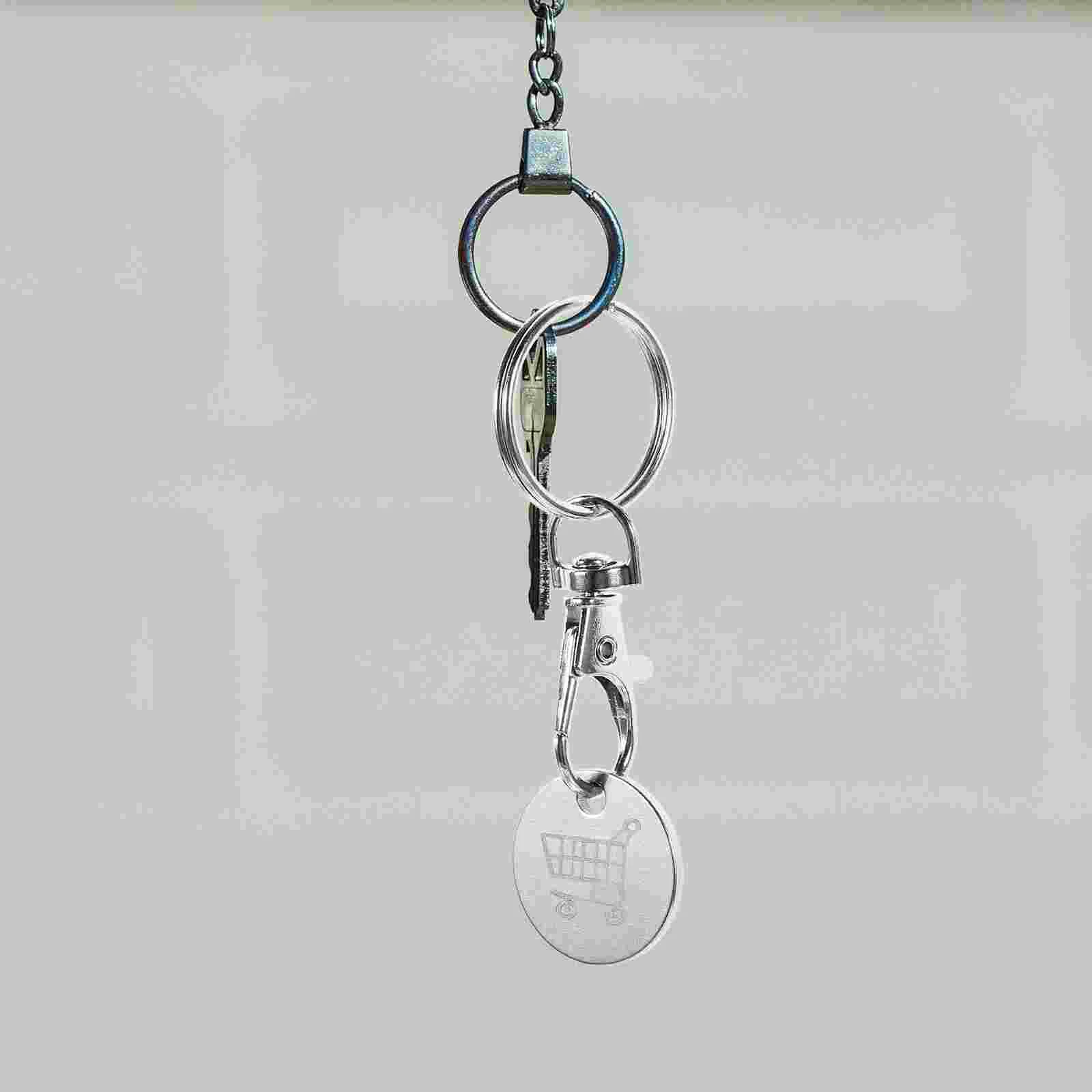4 Pcs Shopping Trolley Tokens Key Chain Rings Cart 770X250X150CM Keyring Pendant Quarter Holder Keychain