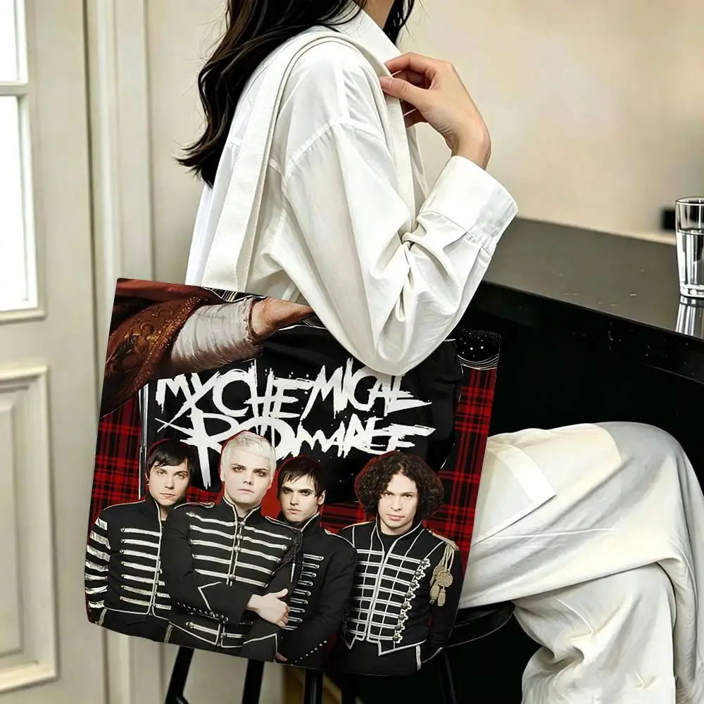 MCR Fan Icon My C-Chemical Romance Printed Canvas Tote Bag Shoulder Bag Commuter Mommy Shopping Bag