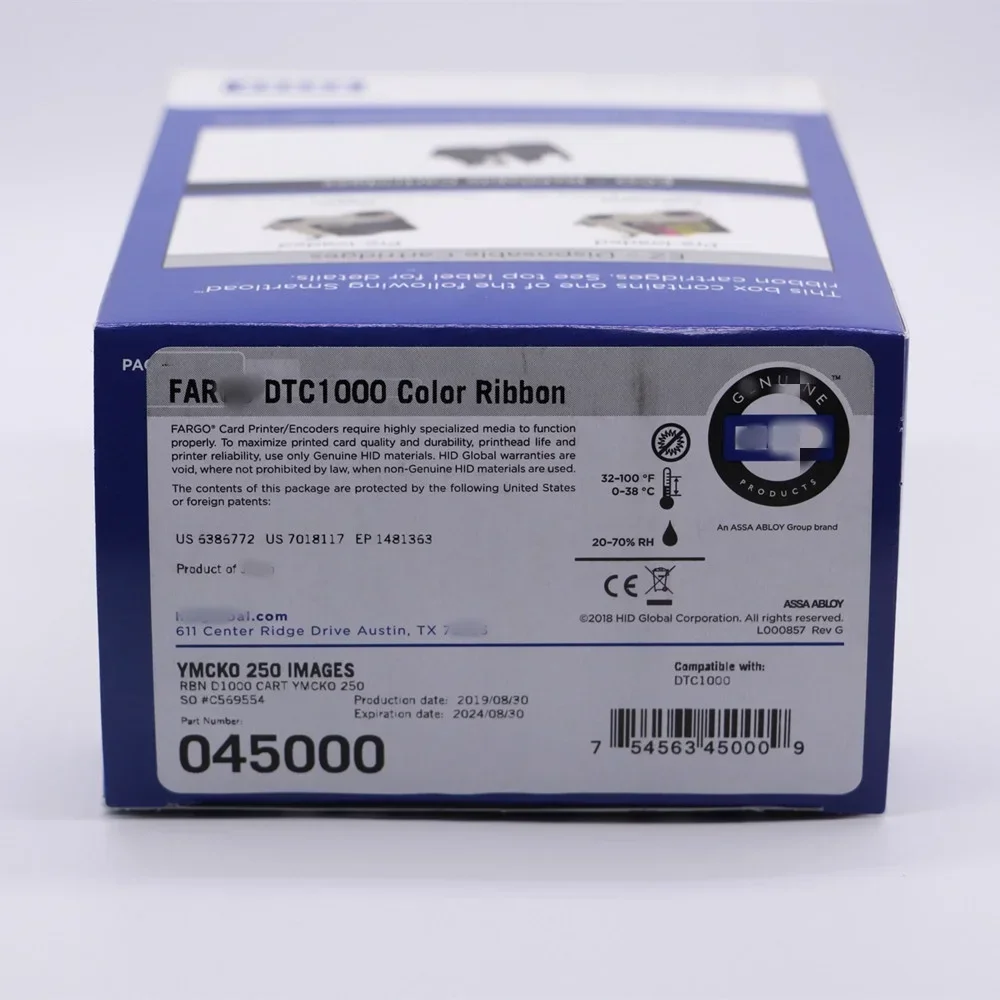 Original Fargo 045000  Color Ribbon For DTC1000 Card Printer 250 Prints 1 Roll