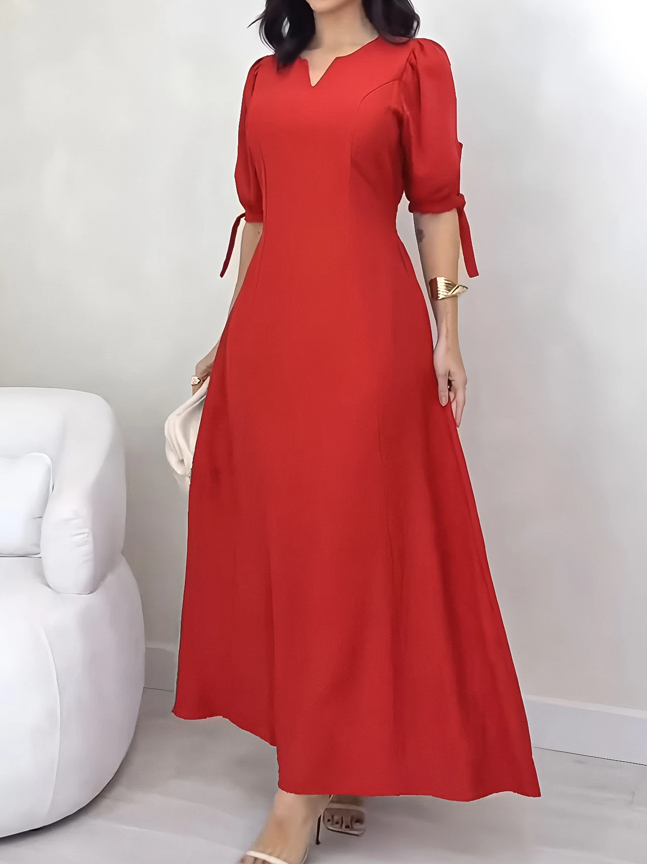 여성용 반소매 A라인 드레스 스모크 디테일 및 신축성 있는 허리 - 봄 여름용 스모크 드레스, 캐주얼 짧은 웨딩 게스트용