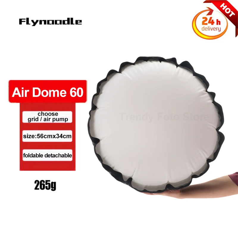 Flynoodle Air Dome 60 Inflatable Softbox Soft Light Box for 18-20cm Standard Cover Bowens Mounts COB Video Light Flash,56x34cm