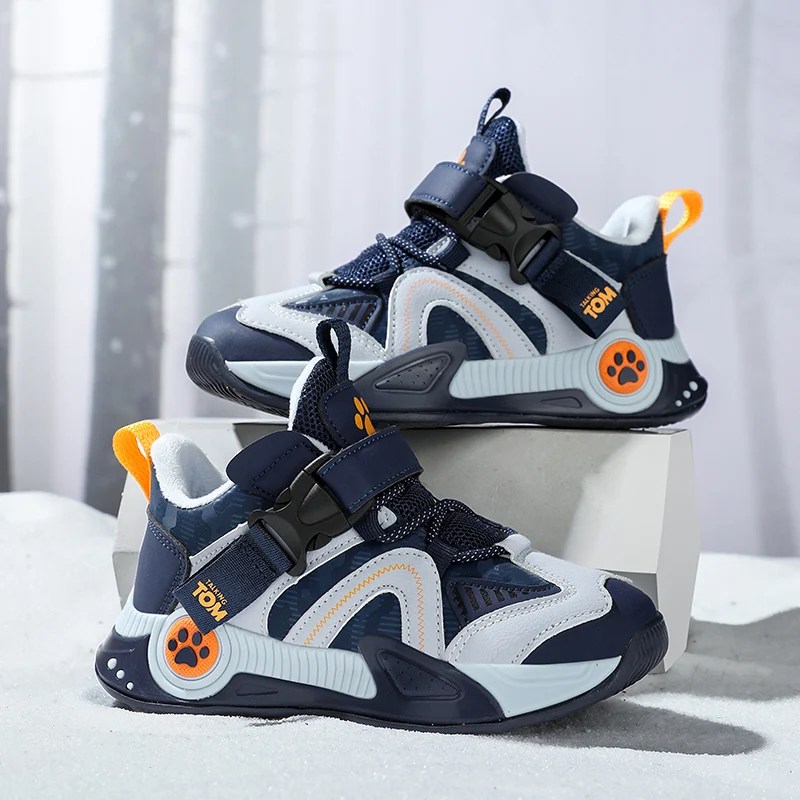 Casual Sneakers for Kids Autumn Winter Warm Cotton Shoes Children Outdoor Sports Shoes Waterproof Anti-slippery Winter Trainers