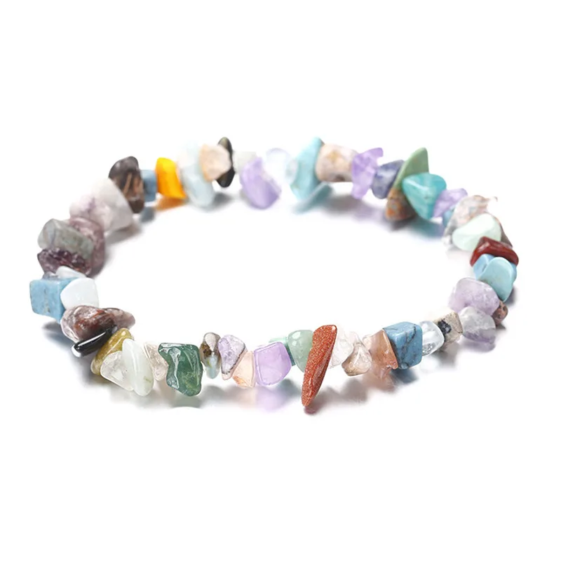 Ethnic style colored stone bracelet natural crystal gravel bracelet beads elastic bracelet