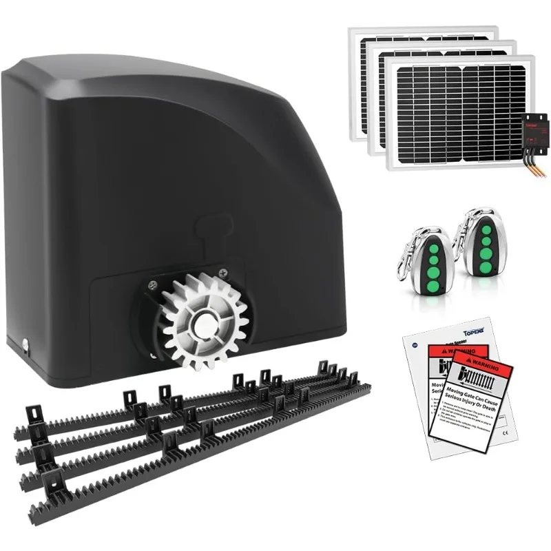 

DKR500ST Solar Sliding Gate Opener Rack Drive Automatic Gate Motor for Heavy Driveway Slide Gates Up to 1300 Pounds, Elec