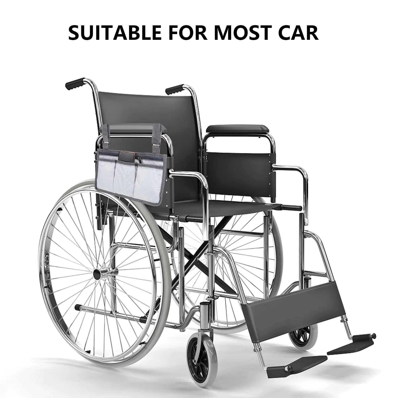 

Lightweight Wheelchair Storage Bag Seat Side Container Multifunction Pouch Toddler