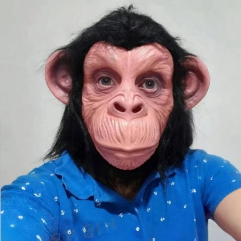 Máscara aterradora de disfraz de cabeza de gorila, mono asustador, máscara de broma, máscara de animal divertida, casco de rendimiento