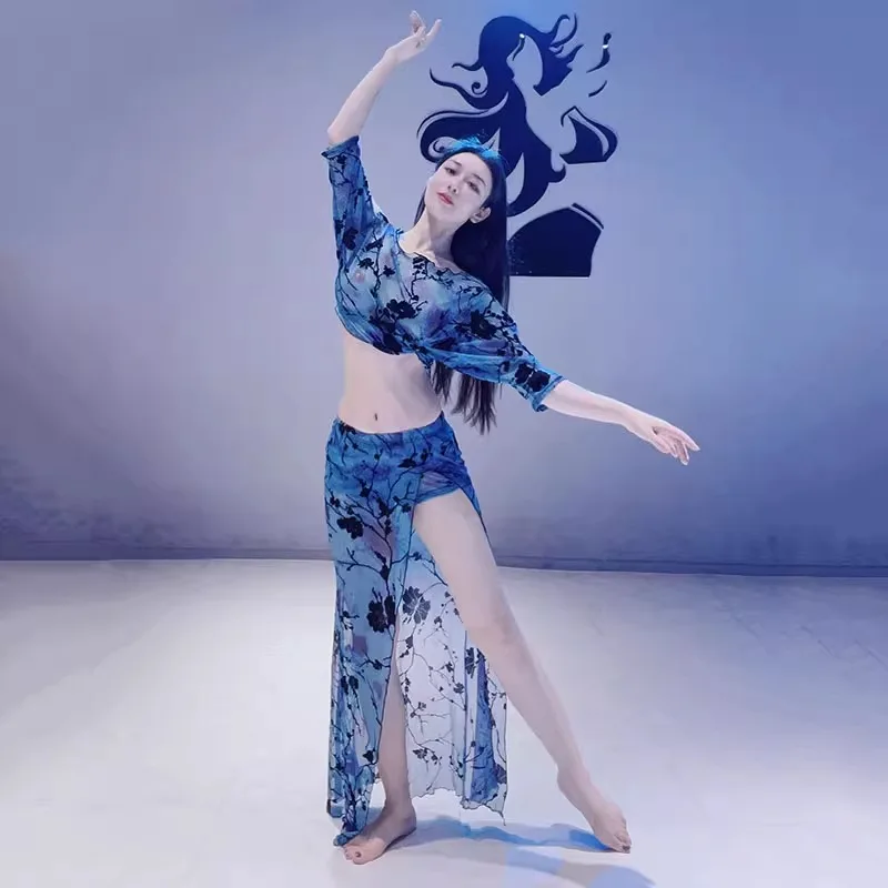 

Индивидуальный комплект одежды для танца живота, высококачественное тонкое платье для практики китайского танца, костюм для выступлений