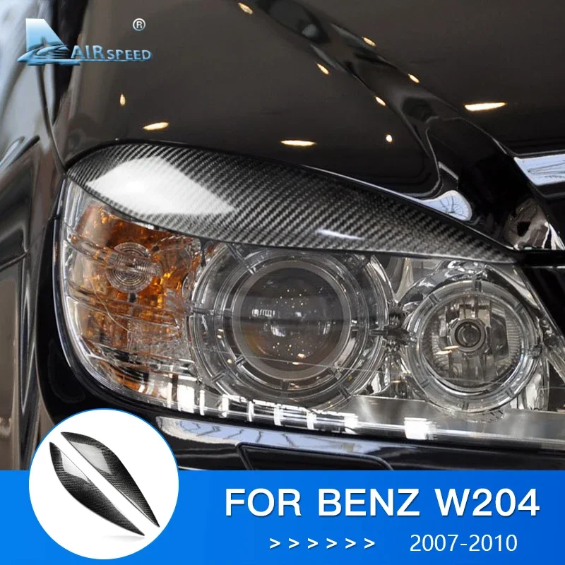 

Real Hard Carbon Fiber Car Front Headlight Eyebrows Cover for Mercedes Benz C Class W204 AMG 2007-2010 Interior Accessories
