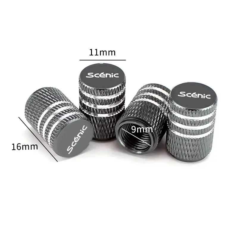4PCS Metal Wheel Tire Valve Stem Caps Air Dust Cover For Renault SCENIC Logo Anti-rust Tyre Air Caps Exterior Decor Accessories