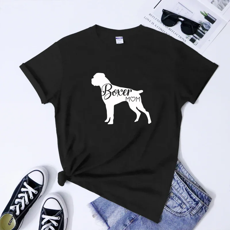 

Boxer Mom T-Shirt Funny Fur Mama Gift Shirt Cute Women Short Sleeve Hipster Dog Person Graphic Tshirt Dropshipping