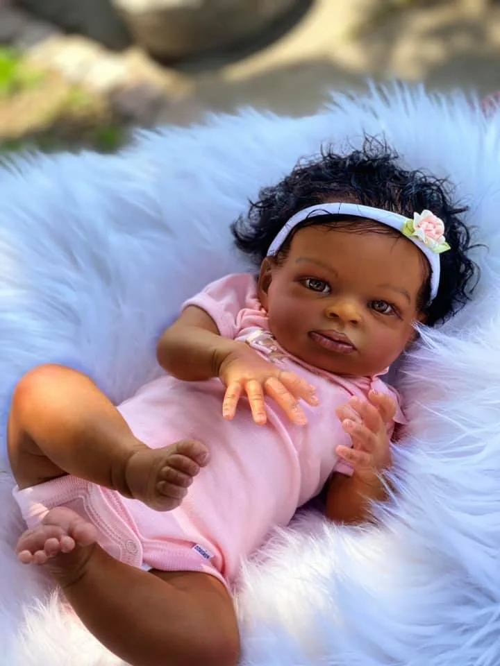 FBBD 20 INCH Dark Skin Reborn Baby Doll Lanny 3D Skin Paintiing Already Finished Reborn Doll With Veins Dolls For Children