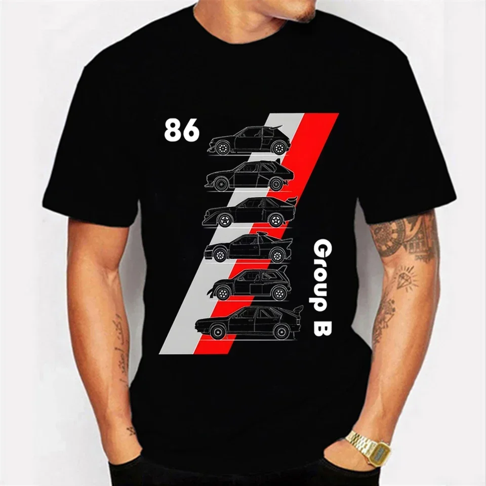 Short Sleeve Summer Men T Shirt Black Tops Tees Hip Hop Streetwear 86 Group B Legends Rally Cars T-shirts Funny Tee Men T-Shirts