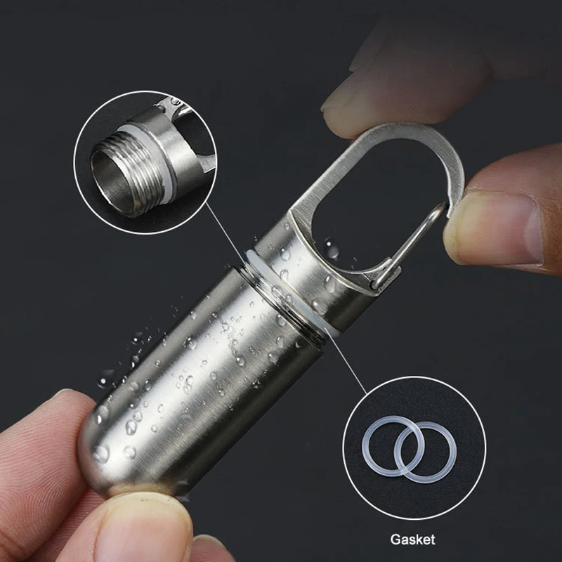 Camping Firstaid Waterproof Capsule EDC Outdoor Survival Multitool Titanium alloy Mini Sealed Pill Box Portable Keychain Pendant