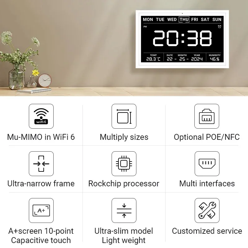 

Hot Sale 2024 Smart Home RK3588S2 Digital Calendar Interactive Display Wall Mount Tablet Digital Photo Frames