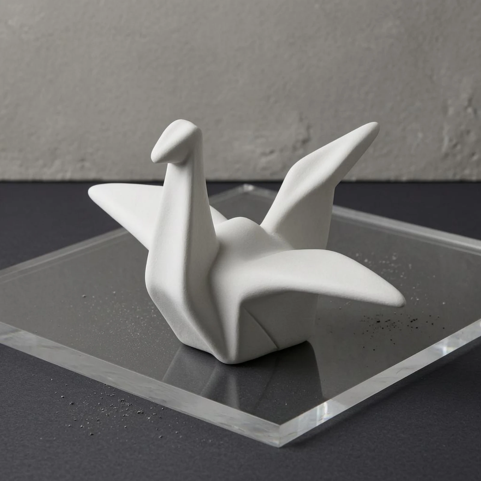 Origami Crane Ornament Polished Finish Ceramic Crane Ornament Folded Bird Sculpture Glossy Geometric Bird Figure Sculptural view 4