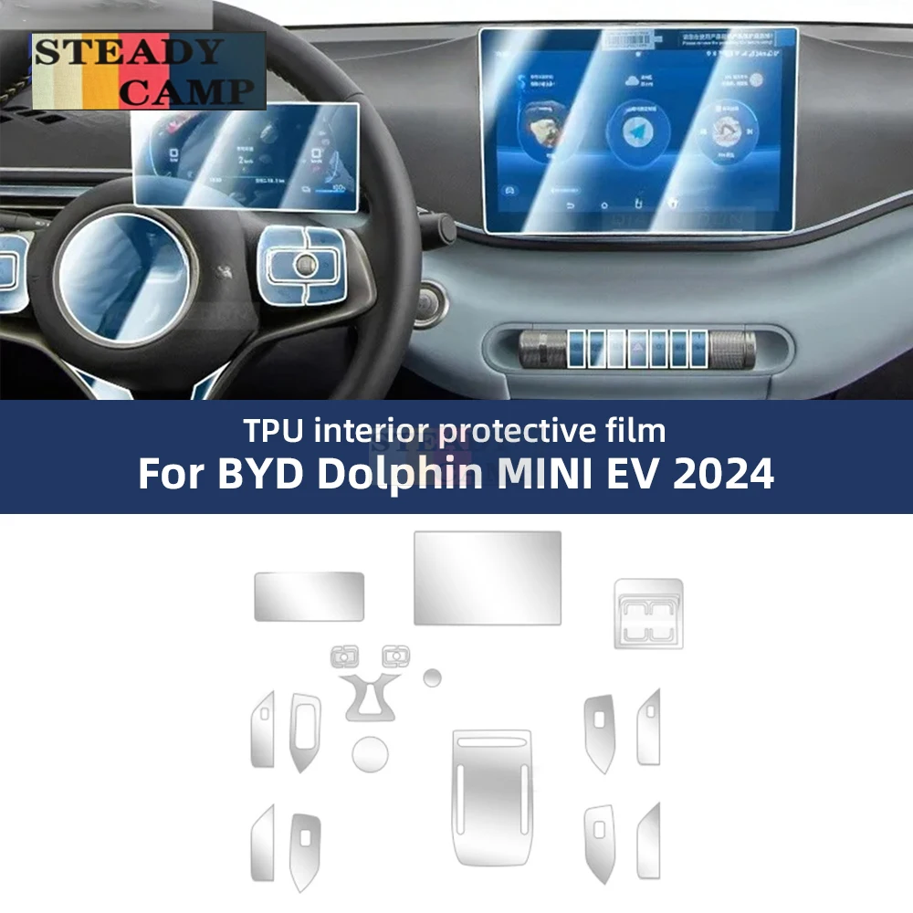 

Интерьер ТПУ для BYD Dolphin MINI EV Seagull 2024, защитная пленка, защита от царапин, панель коробки передач, навигационный экран, автомобильный