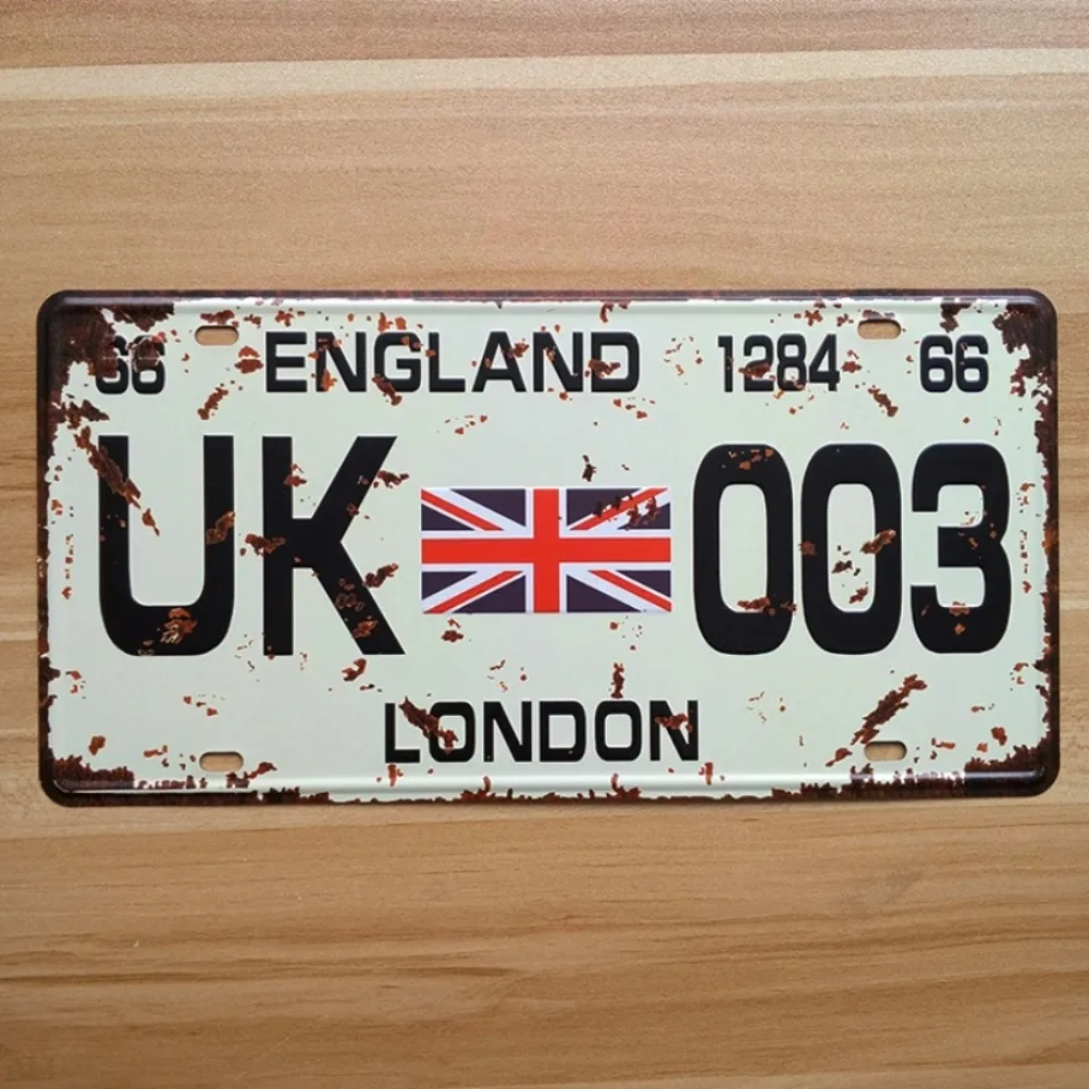 SYF-A136VintageCarPlate SYF-A136 Retro-Nummernschild „UK-003 London England“ 15x30cm – Metallblechschild