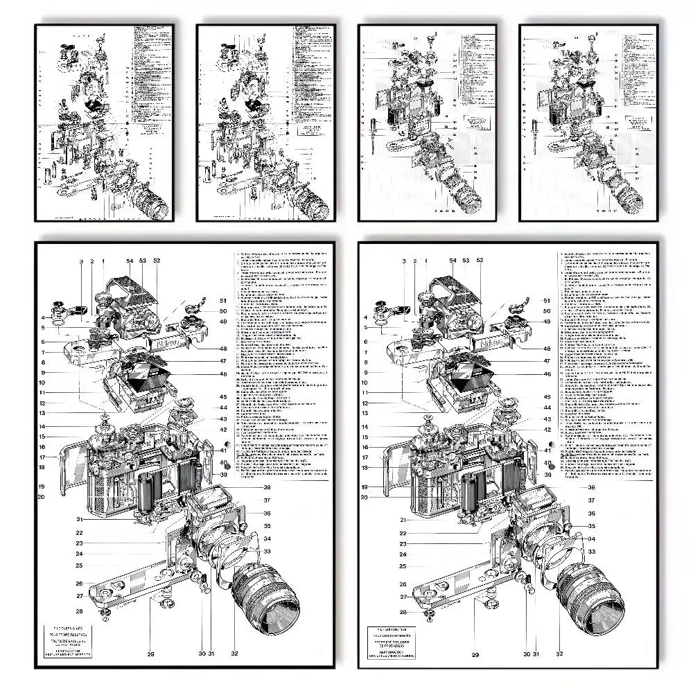 الرجعية كاميرا مخطط صور جدار الفن قماش HD الجمالية ورق طباعة جدار الفن لغرفة المعيشة بار ديكور المنزل الموضة #1