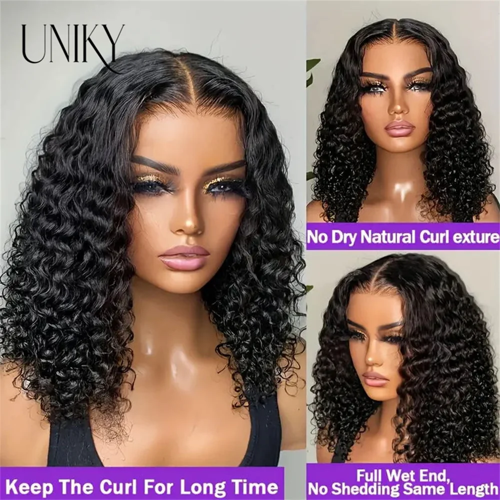 Glueless 100% Human Wigs Water Wave Ready To Wear Short Bob HDTransparent Lace Frontal Wear And Go Wig Deep Curly For Woman Sale