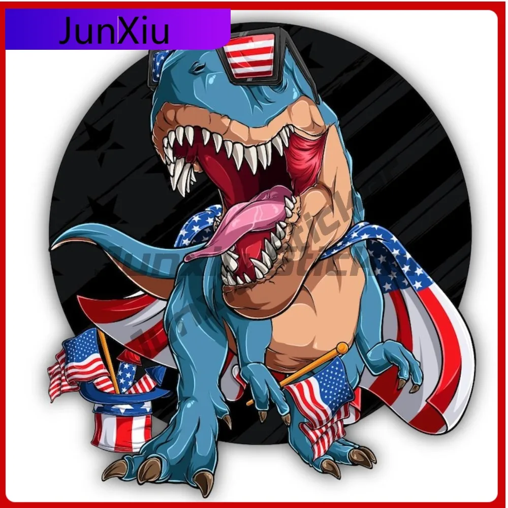 T Rex Wearing American Flag Caped Hat Full Vinyl Matte Sticker Humor 4th Of July Decal Truck Car Laptop Camping Pvc
