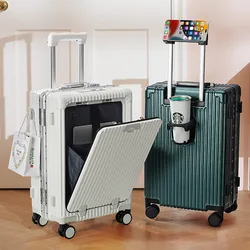 Valise de Voyage à Roulettes avec Cadre en Aluminium TSA, Ouverture Frontale, Valise à Roulettes, USB, Taille Moyenne, 24 Pouces