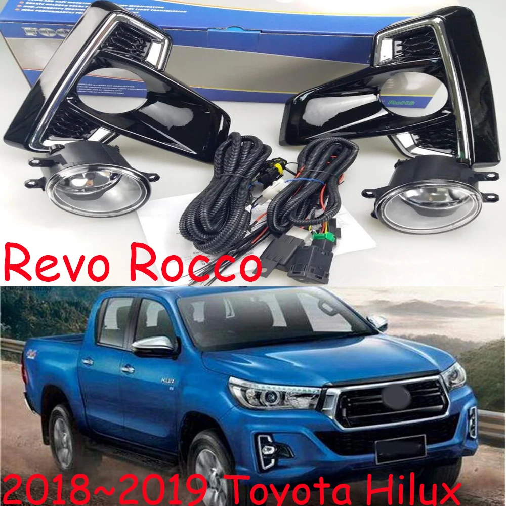 1set Car Styling For Headlight Toyota Hilux Revo Rocco Bumper Fog Light 2018 2019 4300K Halogen Bulb Wire Of Harness ON/OFF