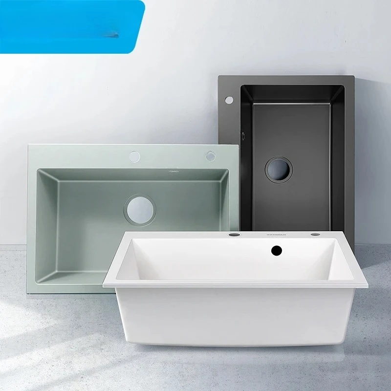 30 Inch Kitchen Quartz Sink Single Bowl Topmount & Undermount Sink White Black Colorful Quartz High-Value Sink