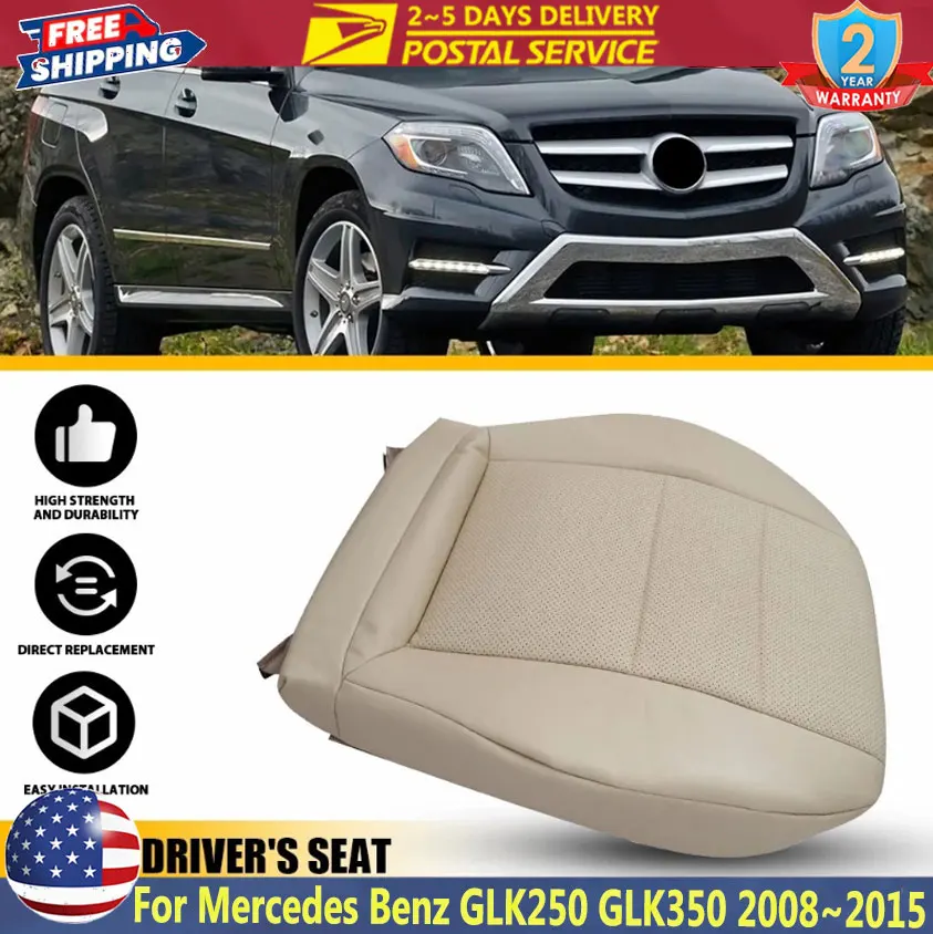 

2PCS Drive Driver Bottom Leather Seat Cover For Mercedes Benz GLK250 GLK350 2008~2015 Driver Passenger Bottom Seat Cover Lvory
