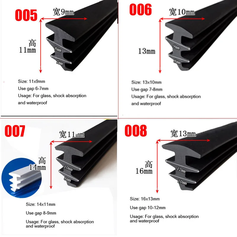 Gap Cover Rubber T Strip Glass Metal Wood Panel Edge Encloser Shield Car Cable Solar Photovoltaic Panels Seals Black