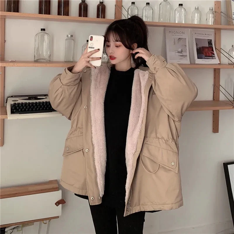 Winter Thick Warm Parkas Coats Women Y2K Fashion Loose Streetwear Puffer Jacket Female Korean All Match Plush Outerwear New