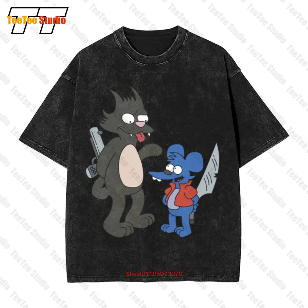 

Винтажная футболка большого размера Itchy Scratchy Sport FT7A